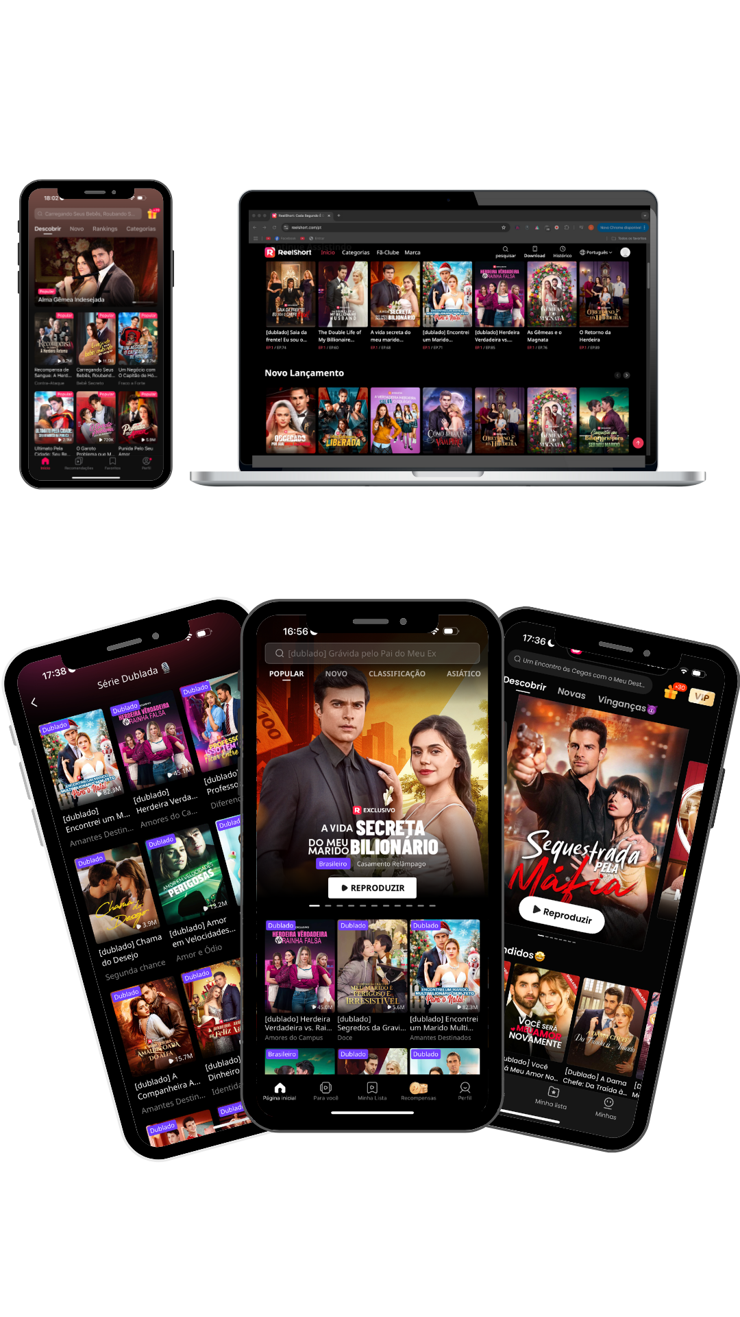 Mockup do catálogo Drama Flix em celular e notebook